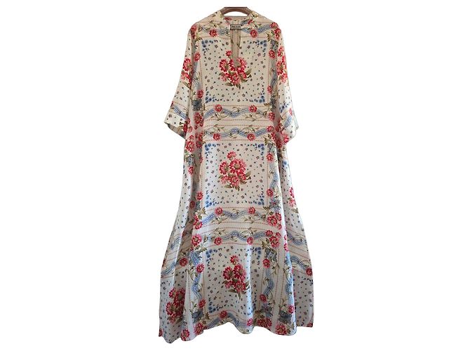 Paul & Joe Maxikleid aus Leinen mit Blumenmuster Pink Weiß Rot Blau Mehrfarben