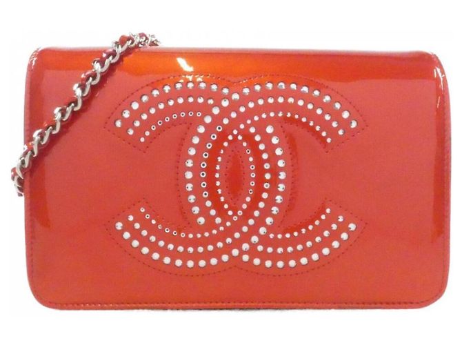 Chanel 48115 Red Chain Shoulder Wallet Rosso