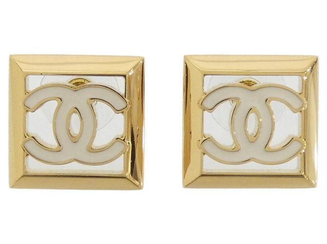 Pendientes de botón en oro blanco Chanel ABD872 Dorado