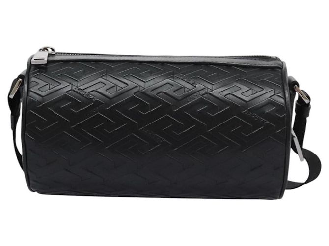 Versace La Greca Leather Noir