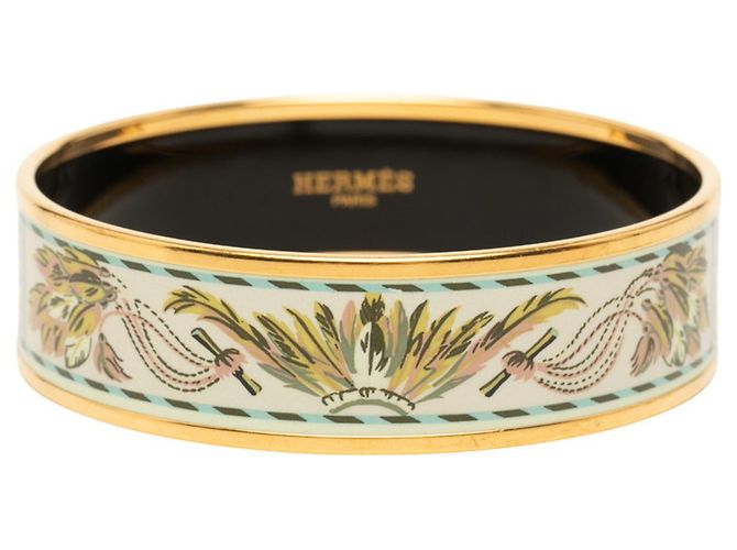 Pulsera de esmalte cloisonné Hermès GM Multicolor Dorado