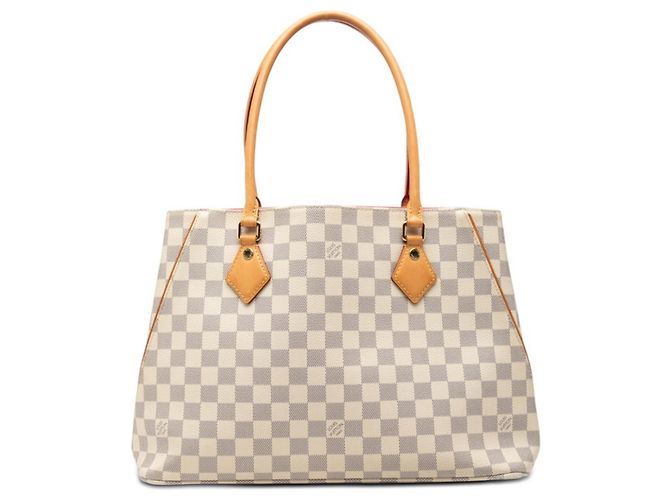 Tote e bolsa de ombro Louis Vuitton Damier Azur Rosa Branco