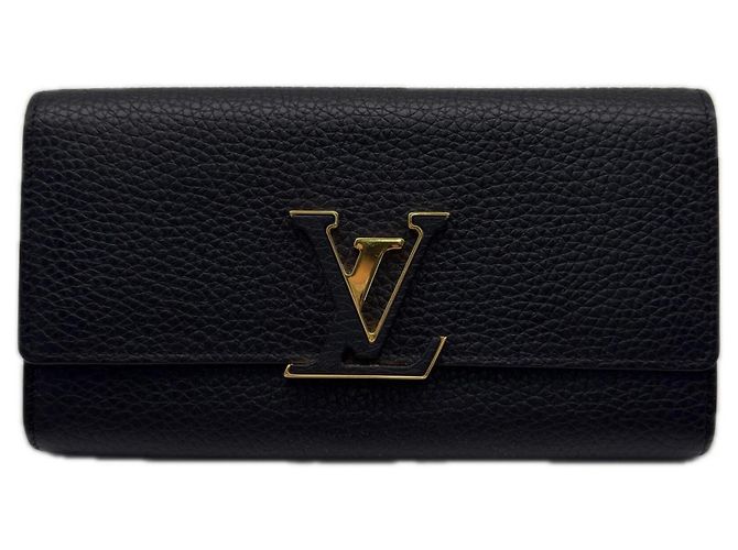 Louis Vuitton Taurillon Capucines Wallet Black Pink