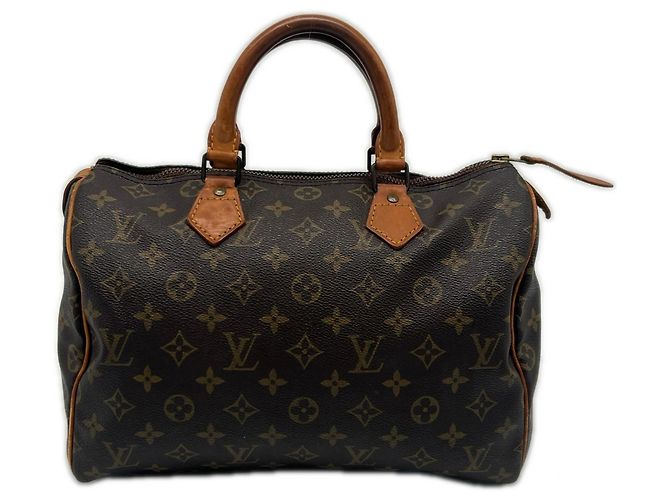 Sac à main Louis Vuitton Monogram Speedy 30 Marron Bleu Beige Monogramme