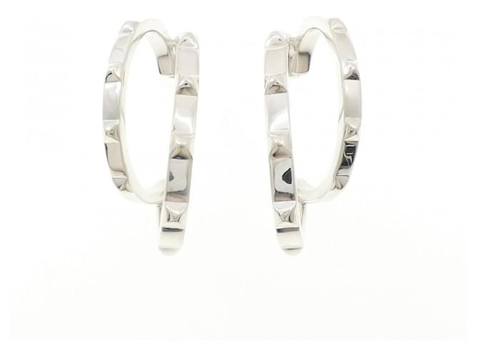 Hermes Hermès Clou de H Silver Hoop Earrings Silvery 