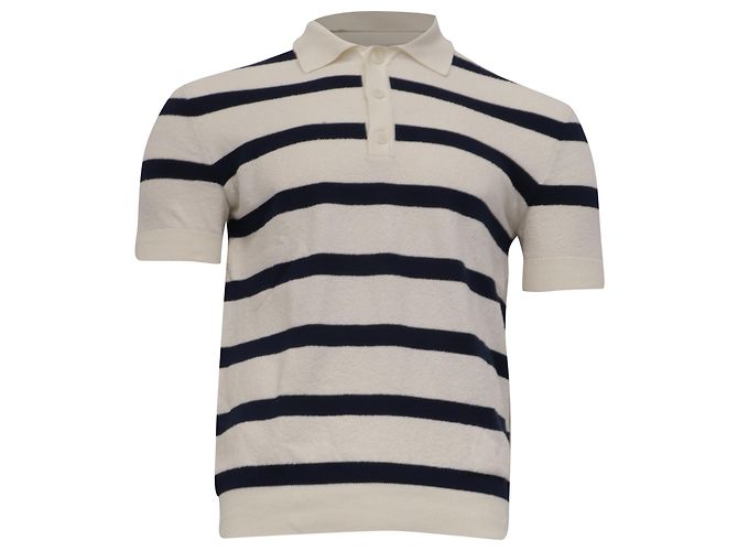 Polo a rayas Balmain en algodón crema Blanco Crudo