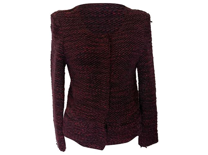 Shena Cardigan aus burgunderfarbener Wolle von Iro Rot Bordeaux