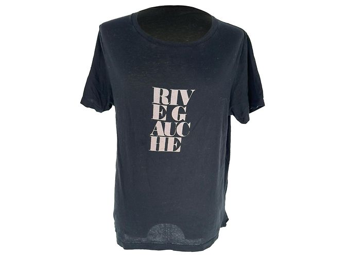 Camiseta Saint Laurent Rive Gauche en algodón negro