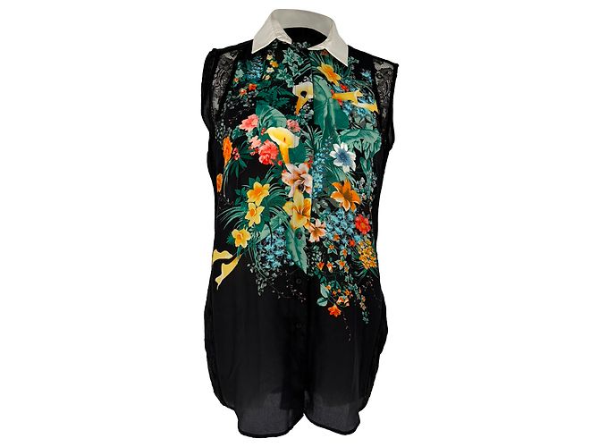 Sandro Printed Blouse in Black Polyamide