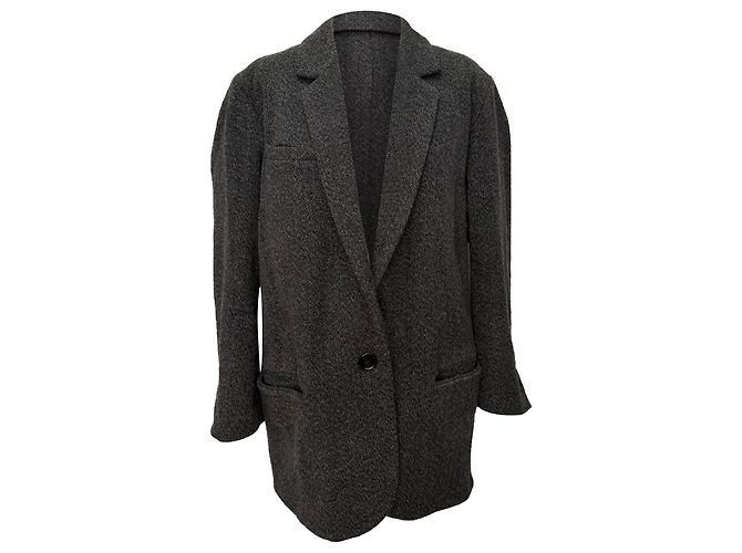 Isabel Marant Tweed Peacoat Blazer in Grey Wool