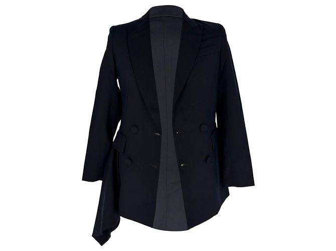 Alexander McQueen Double-Breasted Blazer in Navy Blue Wool