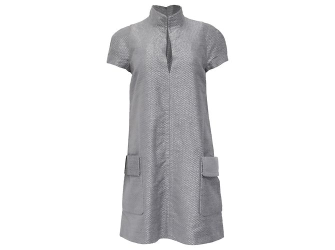 Tom Ford Metallic-Seidenmischung Bouclé Mini-Kleid in Silber-Viskose Grau