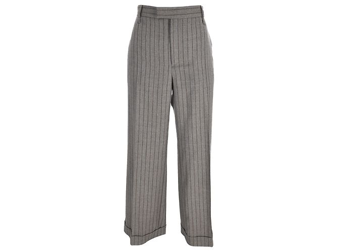 Pantalones de raya diplomática Brunello Cucinelli en lana gris