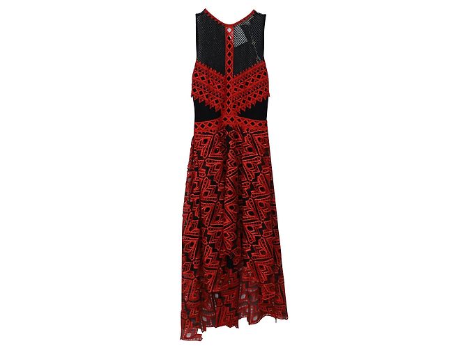 Besticktes Hi-Lo Halterkleid von Jonathan Simkhai aus rotem Polyester