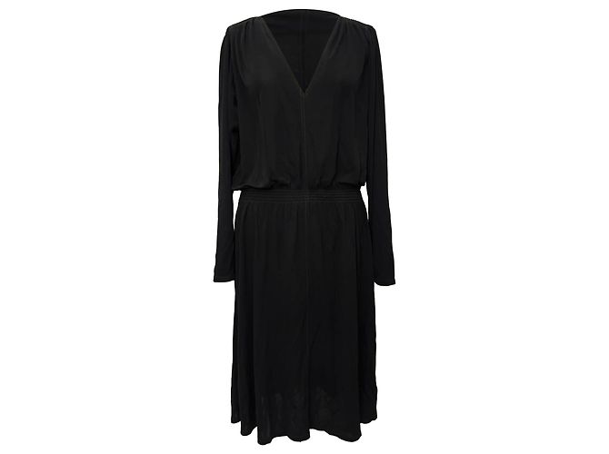 Abito midi con scollo a V e maniche lunghe Vanessa Bruno in viscosa nera Nero