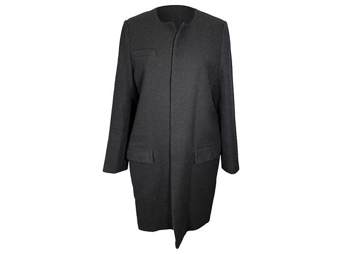 Isabel Marant Collarless Coat in Black Wool