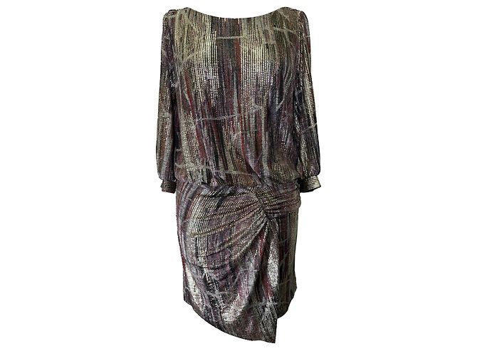 Ba&sh Salina Metallic V-Back Kleid aus Multicolour-Polyester Mehrfarben