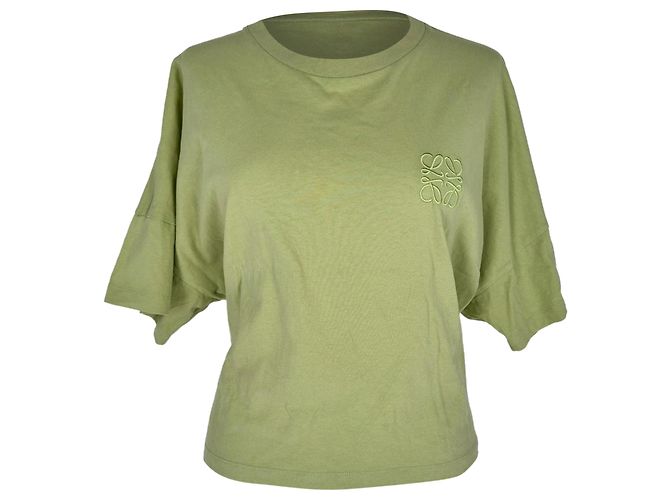 Camiseta curta oversize Anagram em algodão verde Loewe