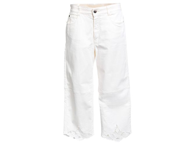 Stella Mc Cartney Vaqueros de algodón blanco con bordados de encaje Stella McCartney