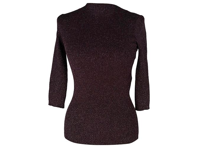 Top de viscose canelada em borgonha Maje Vermelho Bordeaux