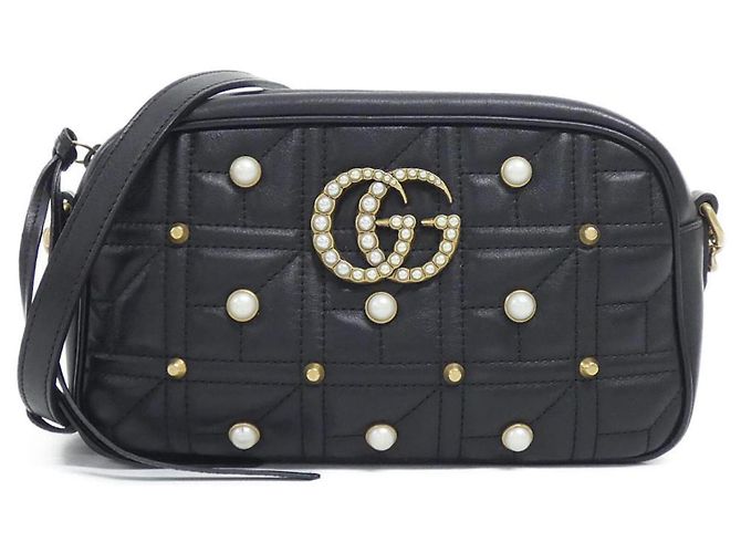 Borsa a tracolla in pelle Gucci GG Marmont Nero