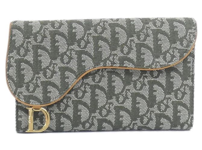 Christian Dior Long Wallet (Tri-Fold) Brown Green