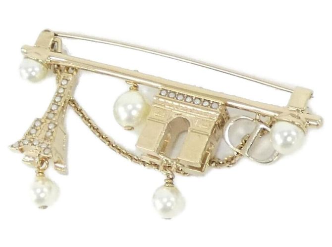 Broche Christian Dior Plan de Paris Blanco Dorado