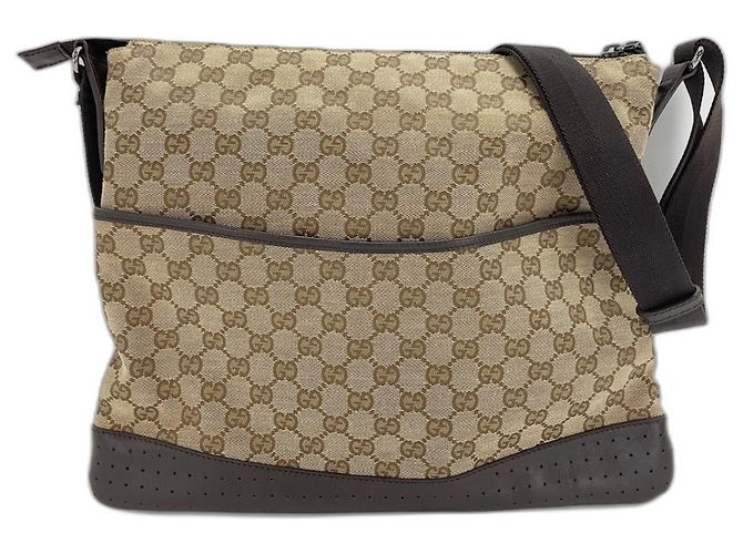 Gucci GG Canvas Schultertasche Braun