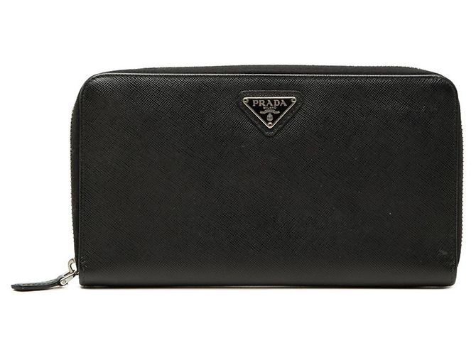 Prada Saffiano Travel Case Organizer Long Wallet Black