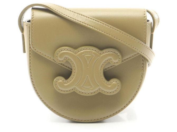 Céline Bolsa de Ombro Celine Mini Buzas Cuire Triomphe Caqui