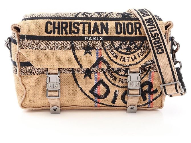 Borsa a tracolla Christian Dior Diorcamp Nero Beige