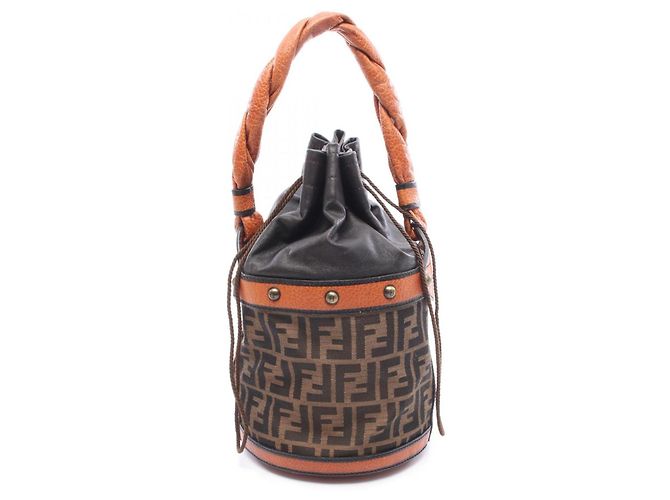 Bolso Bucket Fendi Zucca Castaño Negro