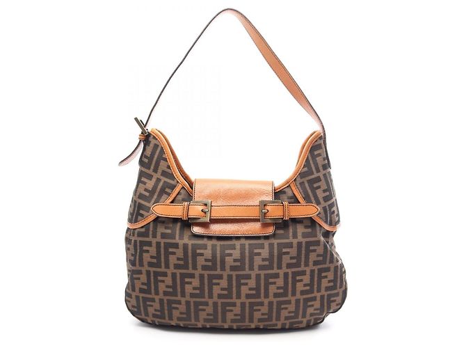 Borsa a Spalla Fendi Zucca Marrone Nero