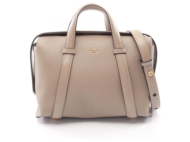 Fendi Boston 365 Medium 2-Way Handbag Beige