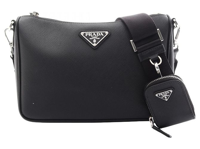 Borsa a tracolla da viaggio in Saffiano Prada Nero