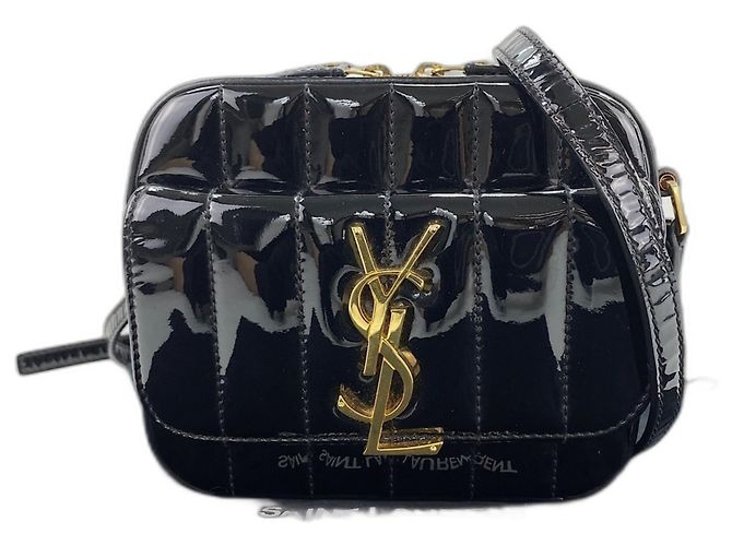 Borsa a tracolla Vicky Enamel Yves Saint Laurent Nero