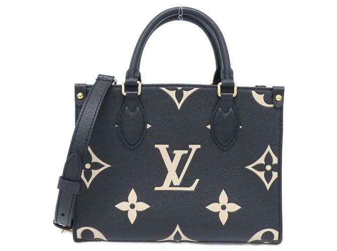 Sac à main Louis Vuitton Bicolor Monogram Empreinte OnTheGo PM Noir Beige
