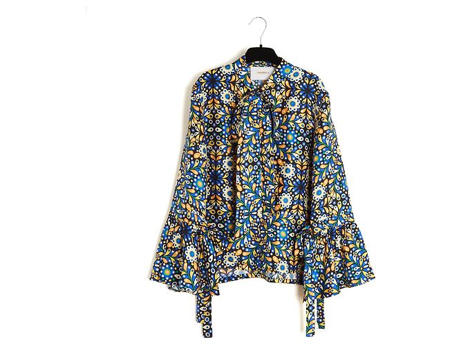 Autre Marque La Double J Seidentwill Bluse mit Blumenprint Mehrfarben