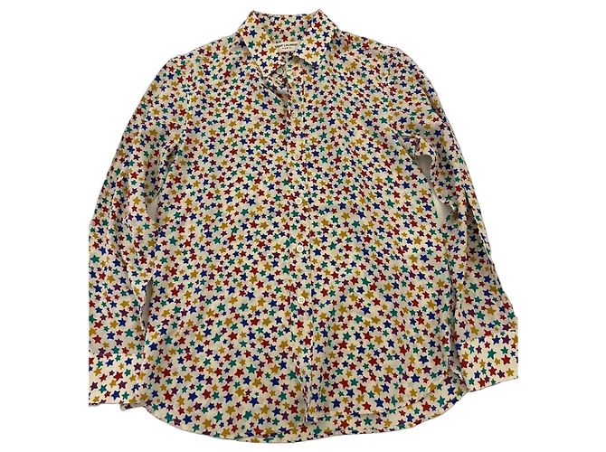 Camicia in seta Saint Laurent con stampa stelle multicolore