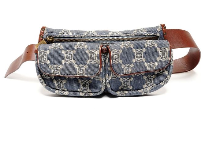 Céline Bolsa Cinto Celine Denim Macadam Triomphe Azul