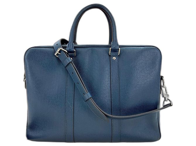 Sac à main Louis Vuitton Taiga Portedocument Voyage PM Bleu