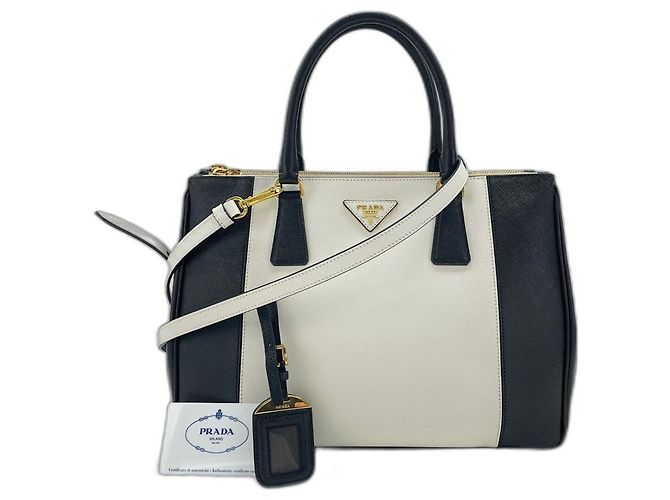 Bolsa de mão em couro branco Prada