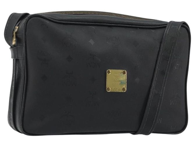 Borsa a tracolla MCM Vicetos in PVC e pelle nero oro Auth 191049 D'oro
