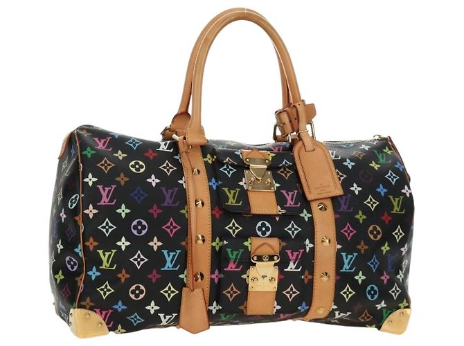 LOUIS VUITTON Monogram Multicolor Keepall 45 Borsa Nera M92640 LV Auth 190120SM Nero