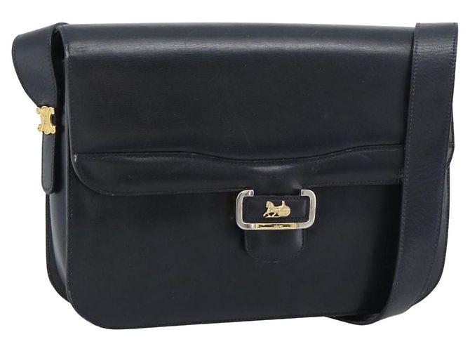 Céline Borsa a tracolla CELINE in pelle blu navy e oro Auth mr2716 D'oro