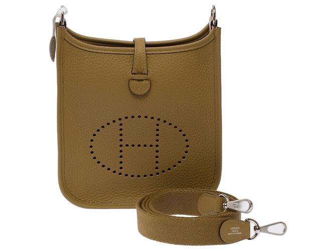 Hermès Bolsa HERMES Mini Evelyne em Couro Bege - 103710