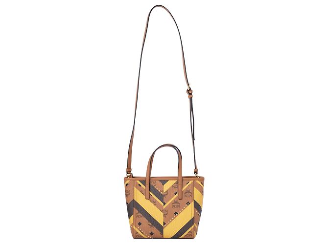 Autre Marque Bolsa de couro com alça de mão MCM Marrom