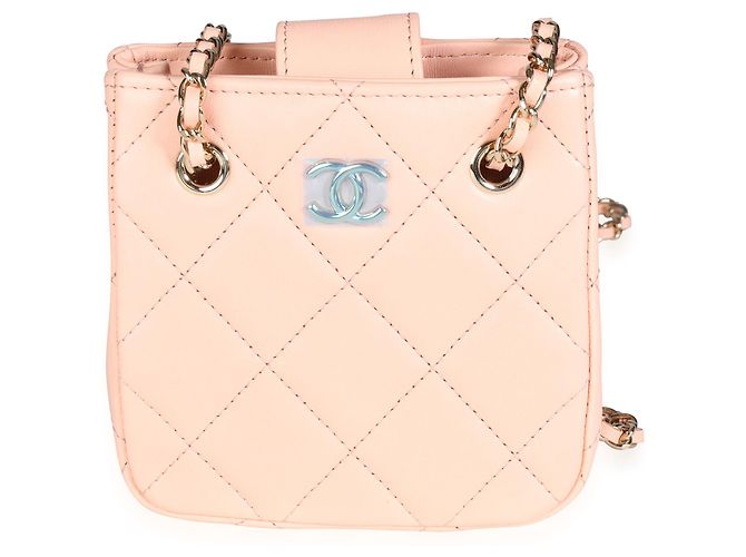 Mini bolso de compras Chanel en piel de cordero acolchado rosa