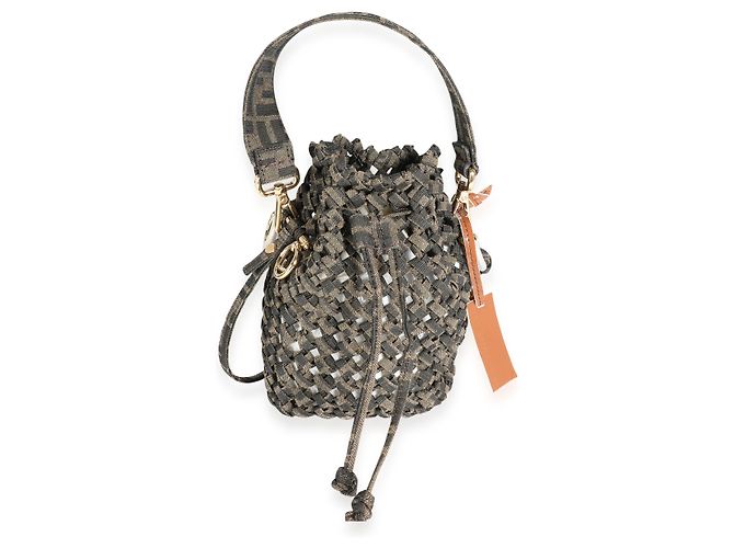 Fendi Mini Mon Tresor in jacquard marrone Interlace Canvas