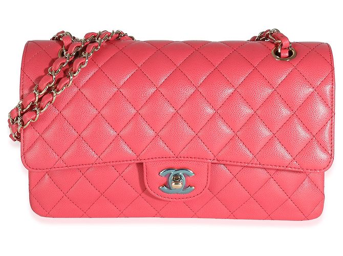 Timeless Bolso Chanel Dark Pink Quilted Caviar Medium Classic Double Flap Rosa